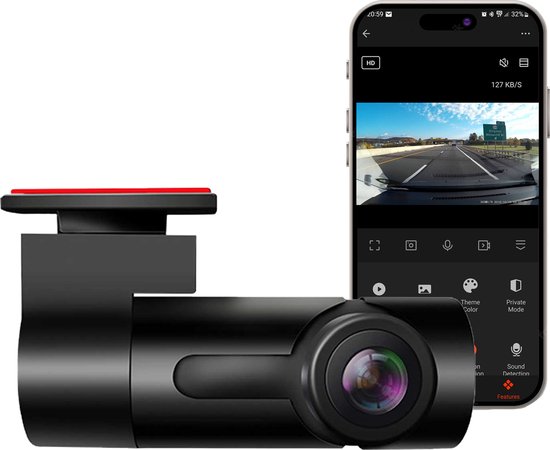 Foto: Vctparts dashcam fullhd auto recorder 1ch wifi camera 1080p groothoek lens zwart