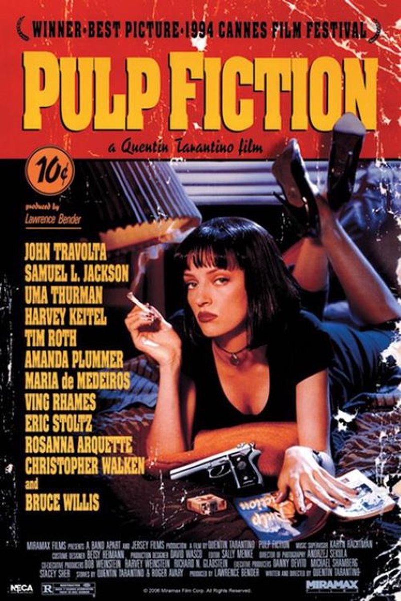 Posterpoint Pulp Fiction poster - Film - John Travolta - Tarantino - Bruce Willis - misdaad - 61 x 91.5 cm multi