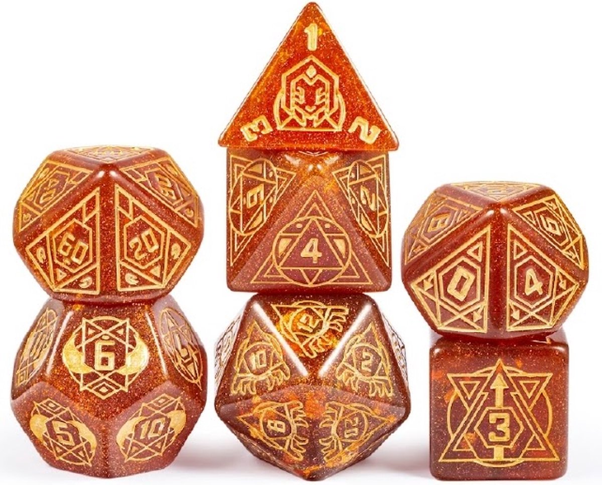 Lapi Toys Dungeons and Dragons dobbelstenen DnD Dice Polydice Dobbelstenen Dungeons Dragons D&D dobbelstenen DnD Dice Set 1 set (7 stuks) XL formaat Resin Rood