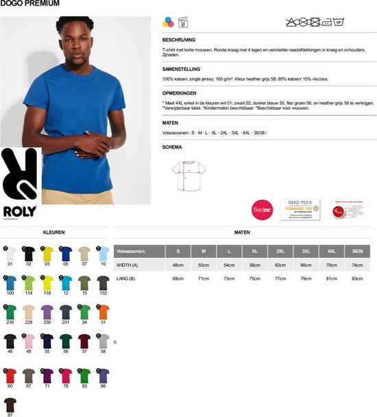 Pack de 2 t-shirts Premium Blauw Foncé Roly Dogo taille 5XL