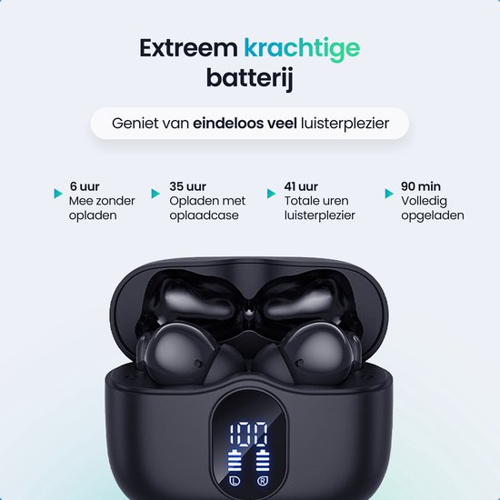 Siltcon® SoundWave Pro 1 - Draadloze Oordopjes – Oortjes Draadloos – Oordopjes – Oortjes - Bluetooth Oordopjes - Noise cancelling ANC+ENC - Universeel - BT 5.3 - Zwart