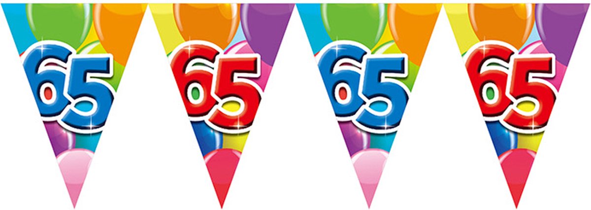 3x Vlaggenlijn 65 jaar 10 meter - Verjaardag Feestje Vlag Vlaggen Versiering Slinger Feestdecoratie Decoratie