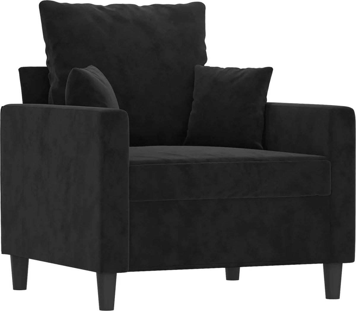 Fauteuil - Relaxzetel - Relaxstoel - Relaxfauteuil - Stoel - Met armleuning - Voor één Persoon - Fluweel - Zwart