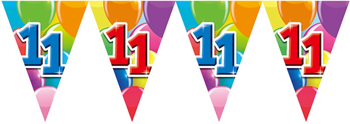 3x Vlaggenlijn 11 jaar 10 meter - Verjaardag Feestje Vlag Vlaggen Versiering Slinger Feestdecoratie Decoratie