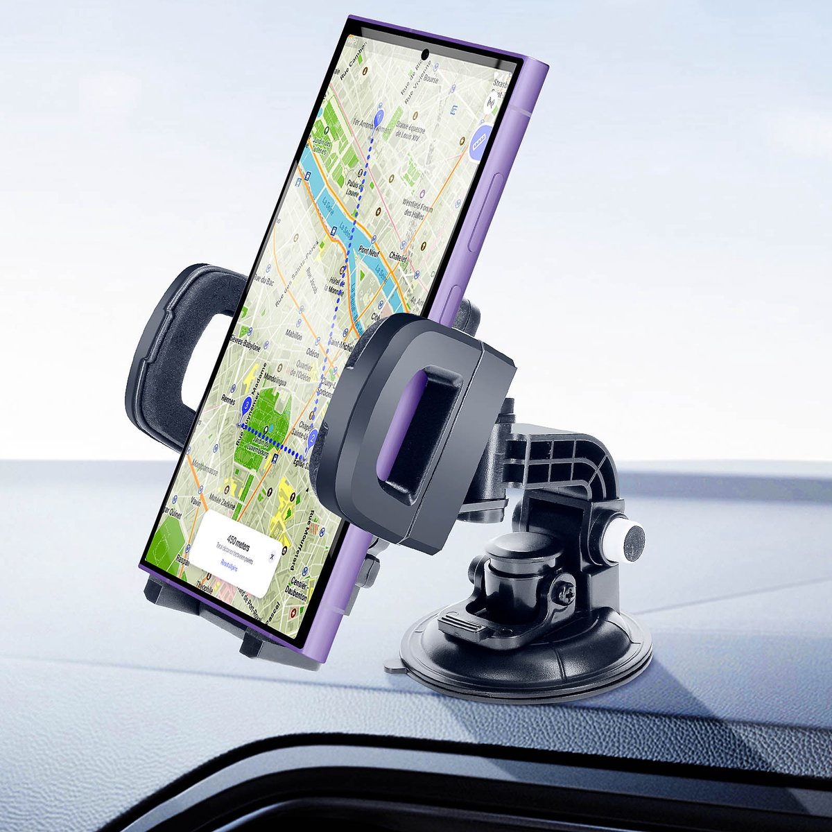 Avizar Autohouder voor Smartphone Ultra stabiel met stijve verstelbare arm, Zwart