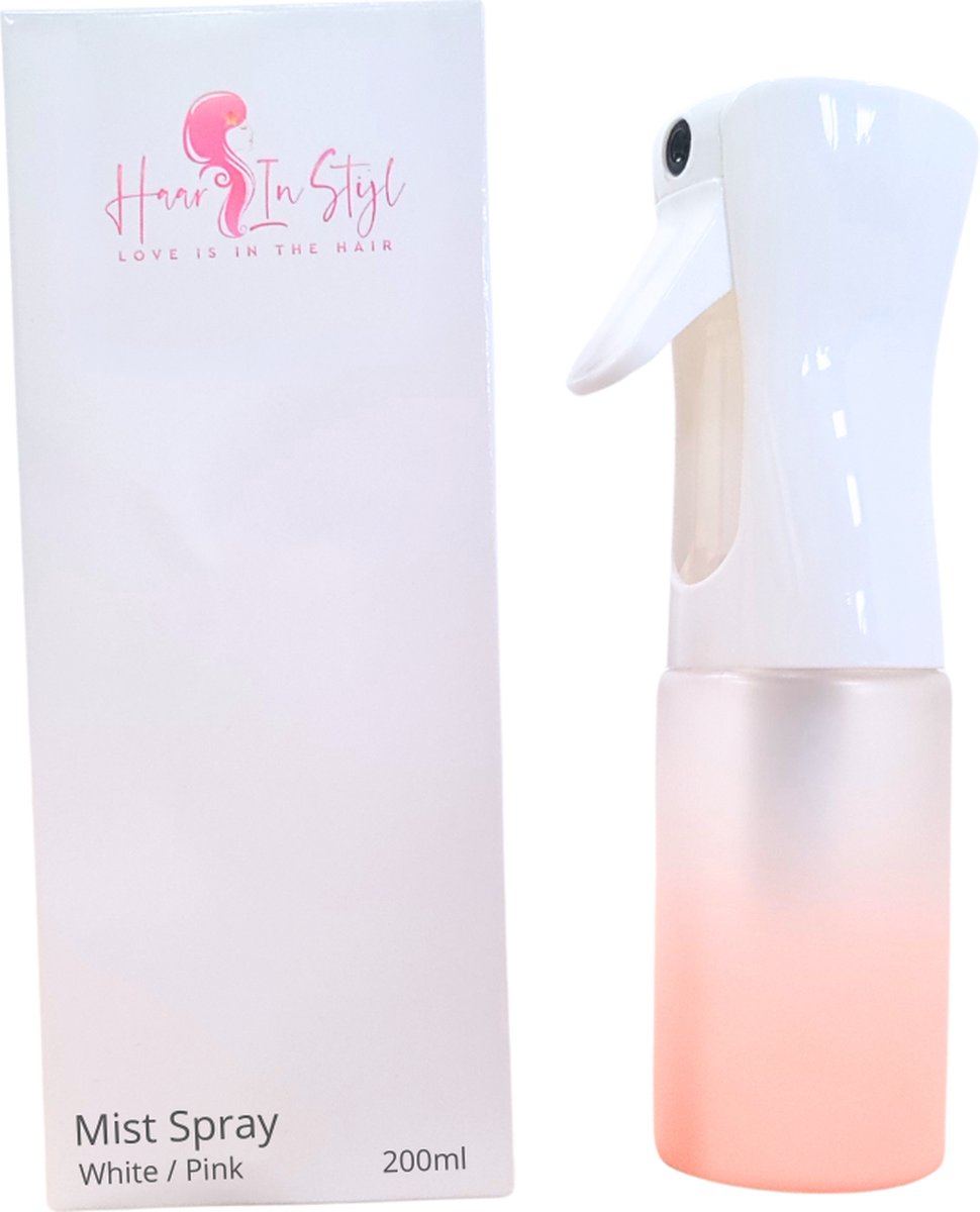 Haar in Stijl® | Roze Mist Spray Bottle | Water Verstuiver Continuous | Wit doorzichtig
