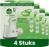 Dettol No-Touch - 4 x Automatische Zeepdispenser Zilver met Hydraterende Aloë Vera Navulling - 250 ml