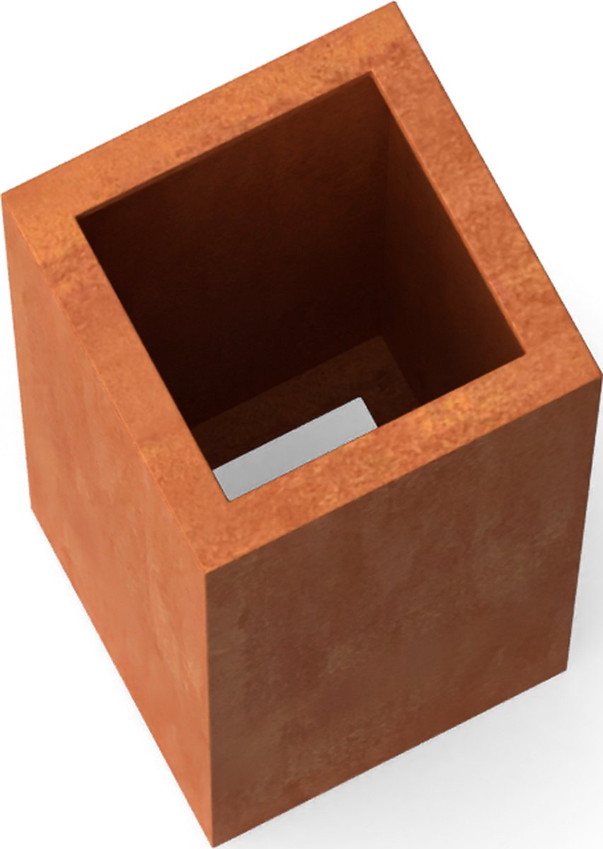 Plantenbak Artesa Cortenstaal 400x400x1000mm (LxBxH) - Materiaaldikte 2mm. Voorzien van verstevigingskokers aan de binnenkant. Zonder bodem. Omplooi bovenrand 50mm.