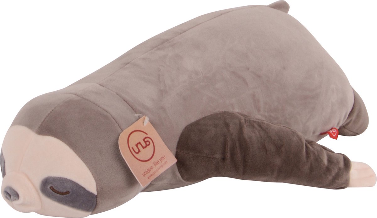 UNUS® Luiaard knuffelkussen lichaamskussen zijslaapkussen 50cm grijs
