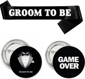 Groom to Be set 3 pièces - marié - enterrement de vie de garçon - ceinture - bouton - bracelet - marié d'équipe - futur marié - game over