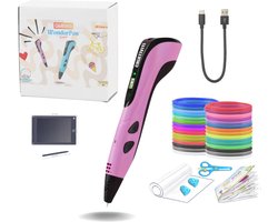 CRiATiViTi™ WonderPen Starterspakket - 3d Pen starterspakket voor kinderen - Inclusief 20 Kleuren Filament Vullingen & Tekenboekje - USB-C - Roze