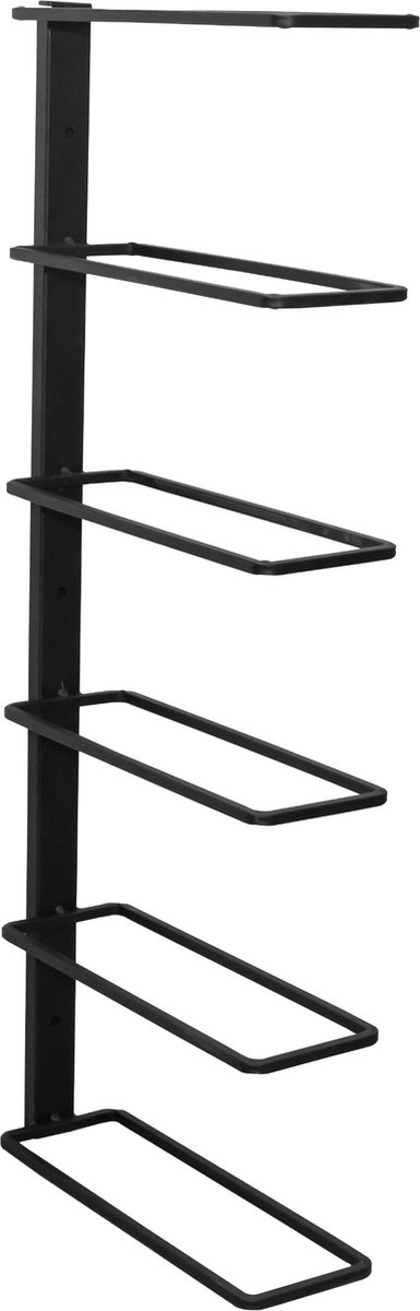 Wijnrek - Wijnrek muur - Wijnrek metaal 6 flessen - Wijnrek Zwart - Wijnopslag - Wandwijnrek - 70x25x10 cm