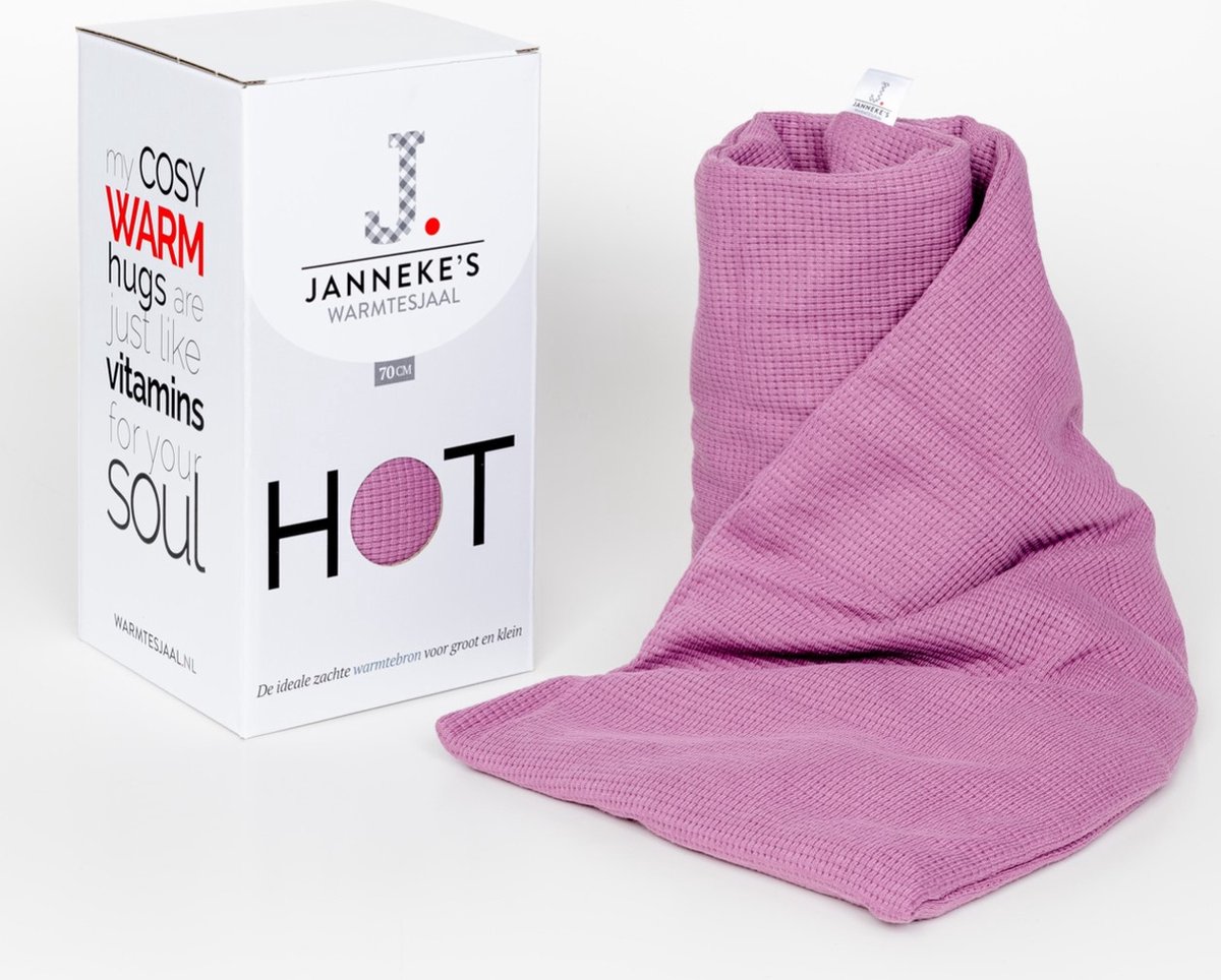 Goedkoopste Janneke's Warmtesjaal - Pittenzak - Kersenpitkussen - Kruik - Lijnzaad - Wafelstof - Mauve