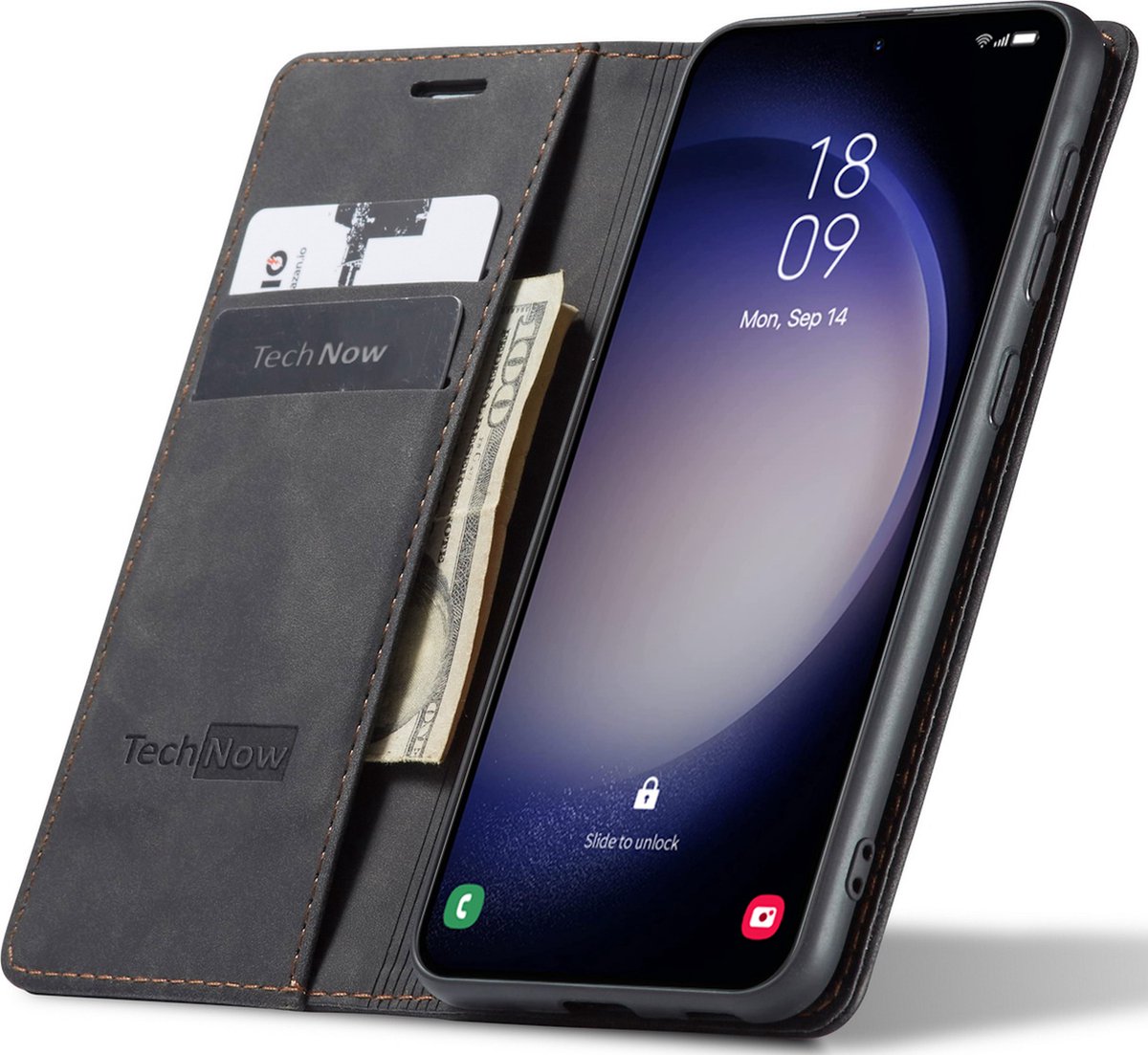 Hoesje geschikt voor Samsung Galaxy S24 FE - Book Case Leer Slimline Zwart