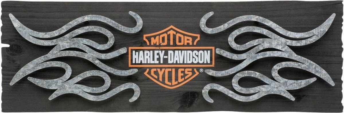 Harley Davidson Bar & Shield Flames Pub Sign