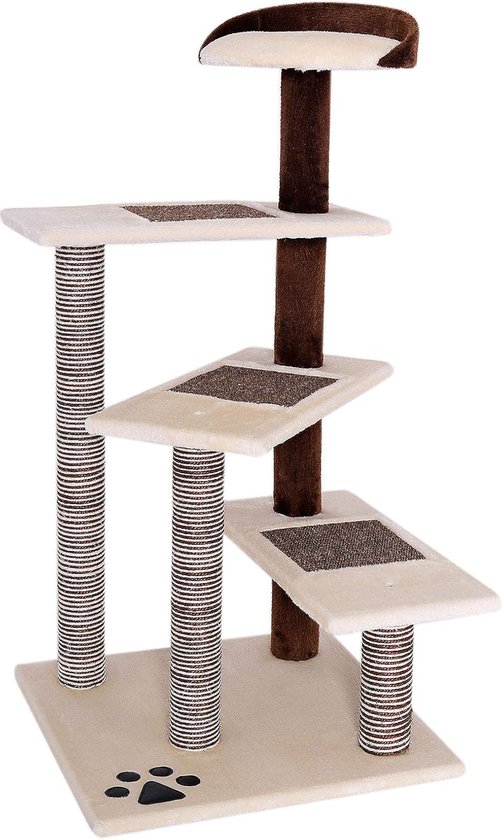 PAWZ Road kleine krabpaal, kattentoren met meerdere niveaus, met sisal bedekte krabpaal, gezellig kattenhuis en grote kattenzitplaats voor binnenkatten