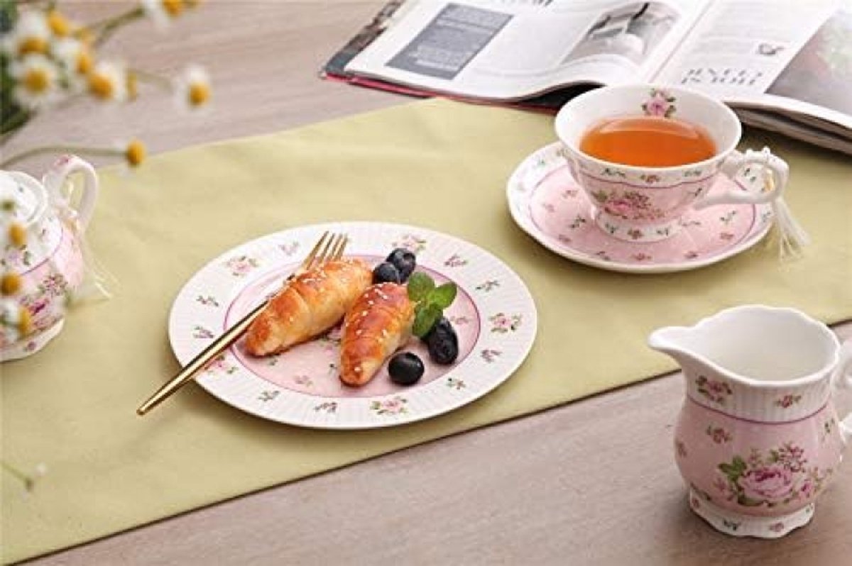 Bonna Thee kopjes & schotel - Notte Neat - Porselein set van 6 - Bonna
