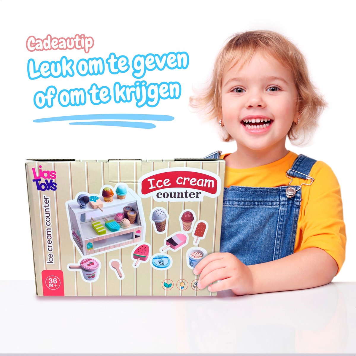 LiasToys - Houten ijs Speelset - keuken speelgoed - ijskraam - speelkeuken - Houten Speelgoed - Montessori - Keuken Accessoires - 3+ - Cadeau voor jongens en meisjes — afbeelding 11