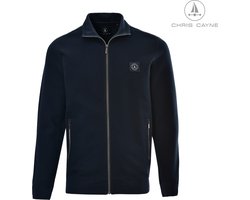 Chris Cayne herenvest met ritssluiting - vest met zakken met een rits - donkerblauw - maat 3XL - herenmode – herenkleding – structuur – stretch - grote maten herenkleding - herenvest grote maten
