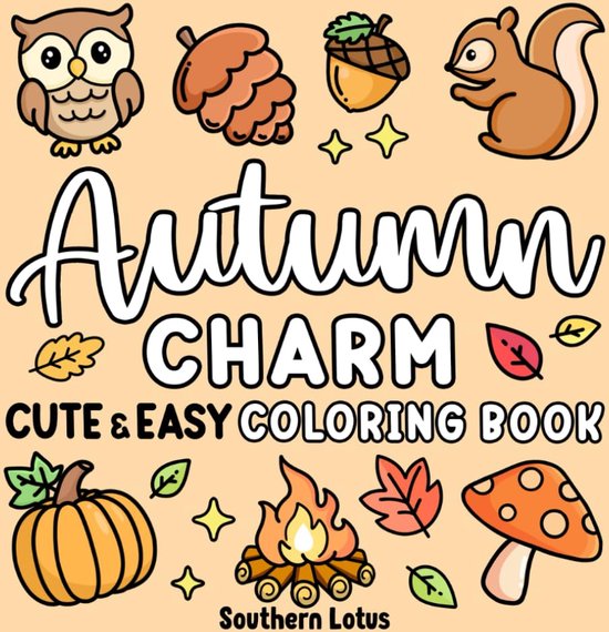 Foto: Autumn charm cute easy coloring book for adults and teens southern lotus kleurboek voor volwassenen en kinderen