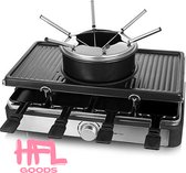 Bol.com HFL Goods 3 In 1 Racelette Grill en Kaas Fondue - Multifunctioneel Gourmetstel - Kaas Fondue - Fondue - Raclettegrill - ... aanbieding