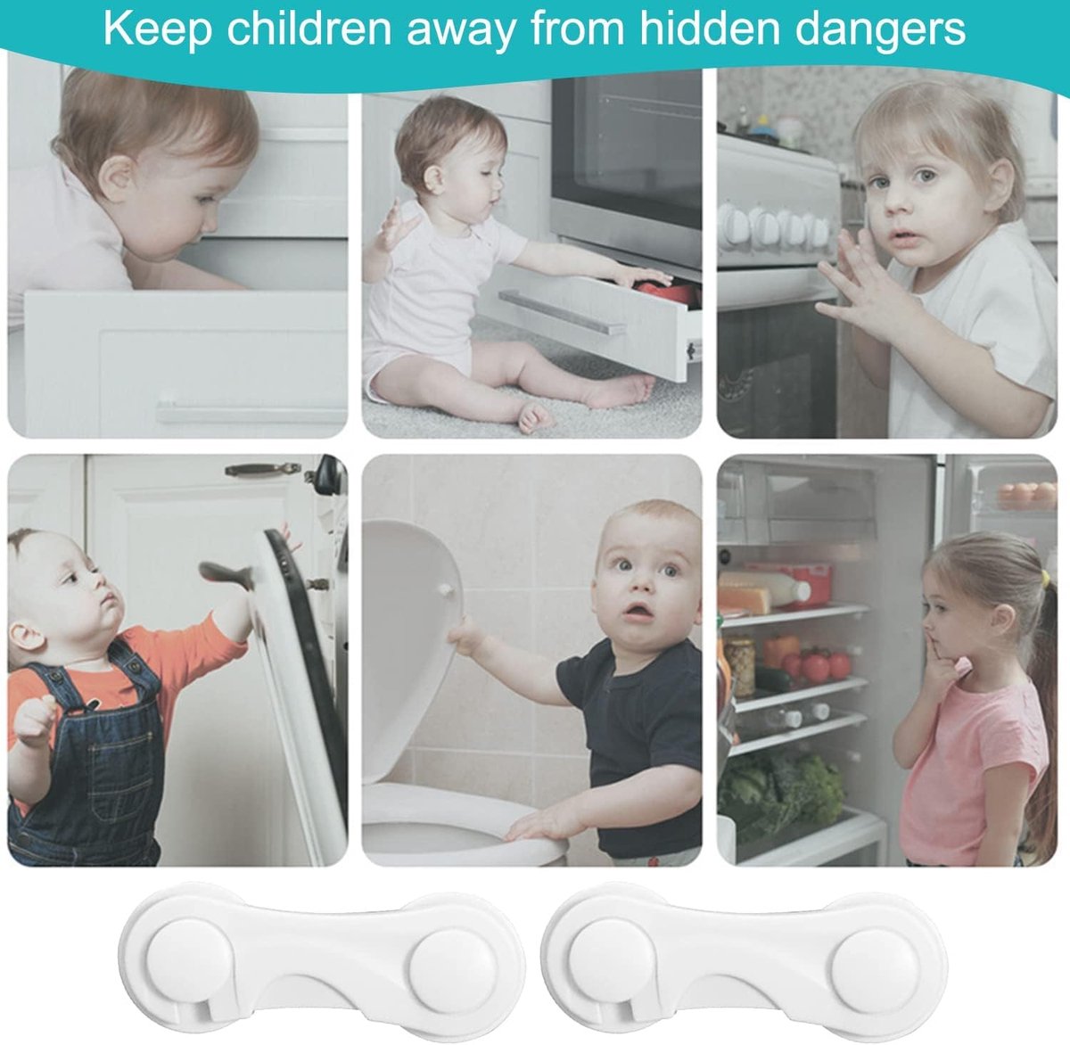 10 Stuks - Kinderslot - Kinderslot Lade - Koelkast Slot - Kinderslot Kastjes - Kinderveiligheid Kastdeuren - Kinder Beveiliging - Zonder boren - Veiligheidsslot - Deurbeveiliging - Baby Slot - Kinder Slotjes - Lade Slot - Wit - Kast & Ladebeveiliging – foto 5