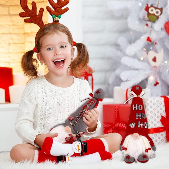 Funoasis Vakantie Kabouter Handgemaakte Zweedse Tomte, Kerst Elf Decoratie Ornamenten Bedankt Giving Day Gifts Zweedse Kabouters tomte (Rode Streep-19 inch
