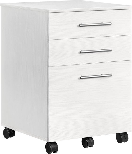 Ladeblok Bureau met Wielen – 3 Lades – Wit – 40×40×57,5 cm | bol