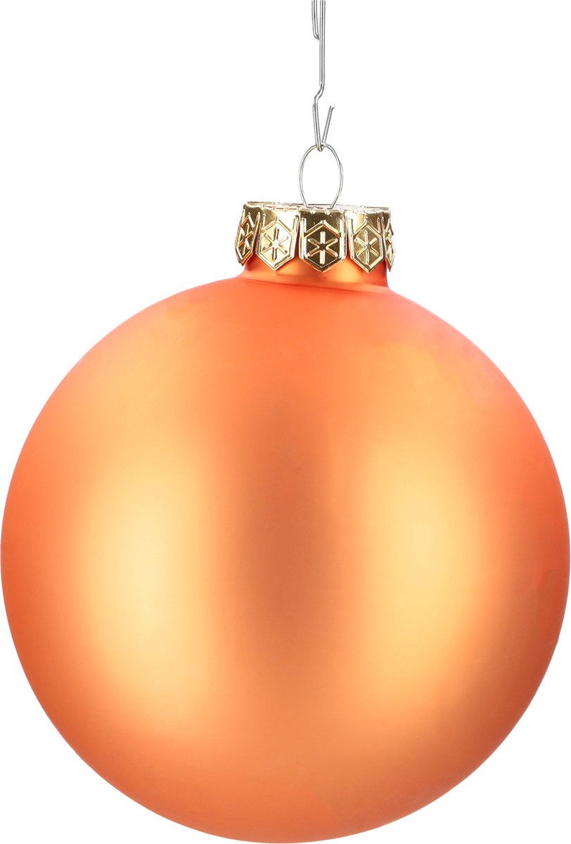 Glazen kerstballen - Set van 4 stuks/100mm - Luxe kerst decoratie - Sfeervolle kerstversiering voor in de kerstboom - Glas - Autumn Sunset - Oranje – foto 7