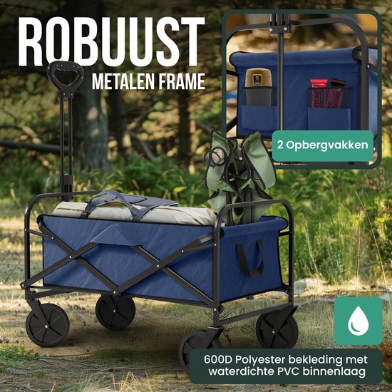 Avalo Bolderkar - Opvouwbaar - Tot 90KG - 80x47x49 CM - 80L - 360º Wielen - Blauw van Avalo — afbeelding 3