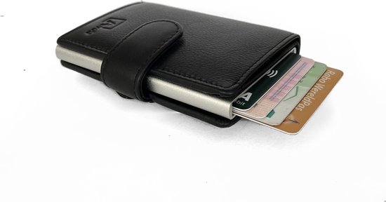 Avoir Zwart Premium Leer Pasjeshouder mannen-Pasjeshouder vrouwen- Pasjeshouders- Pasjeshouder uitschuifbaar-Muntvak-RFID-Portemonnee heren-10 pasjes-cadeau man- cadeau vrouw- gadgets mannen- Kerstcadeau voor mannen- Kerstcadeau voor vrouwen