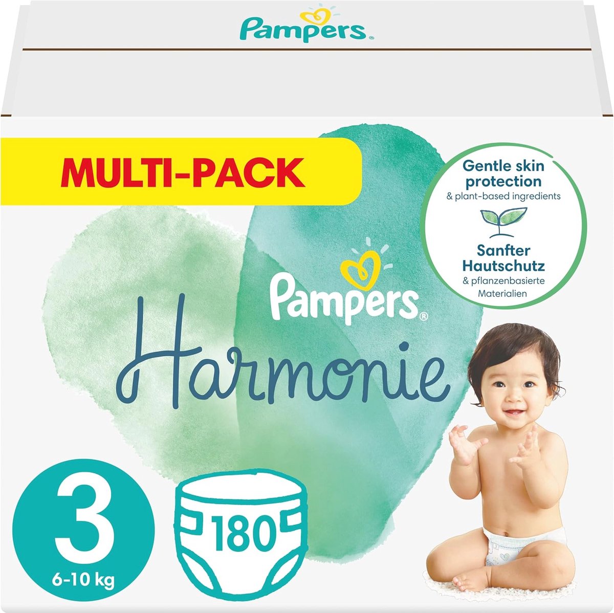 Luiers Maat 3 voor Baby's (6 - 10 kg) - 180 Stuks - Zacht en Beschermend voor Gevoelige Huid - Maandbox