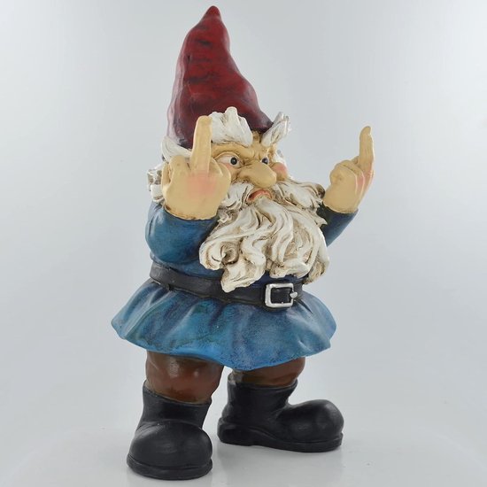 KinMokusei Tuinkabouter - Grappige Middelvinger Kabouter, Weerbestendig Hars, 15x8x8 Cm