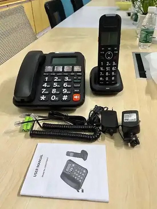 KXT504 Vaste Telefoon voor Thuis, Grote Knoppen, Batterijvrije Vaste Telefoon, Bedrade Bureautelefoon met Dubbele Magnetische Handset voor Kantoorhotel (Rood