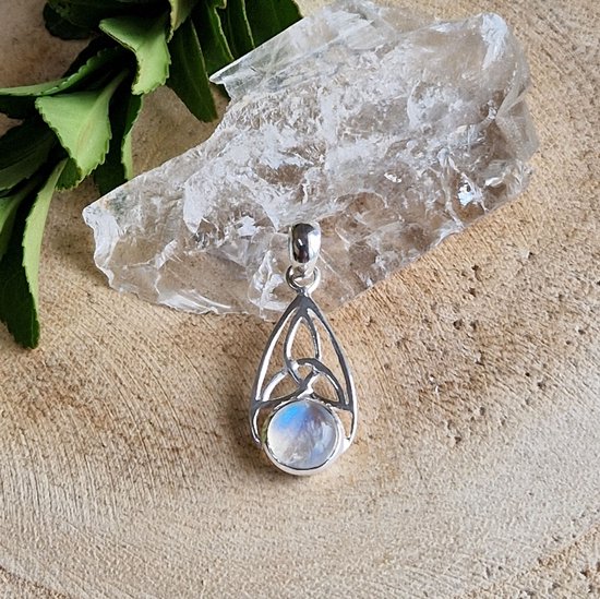 Pendentif en argent avec pierre précieuse Rainbow Moonstone