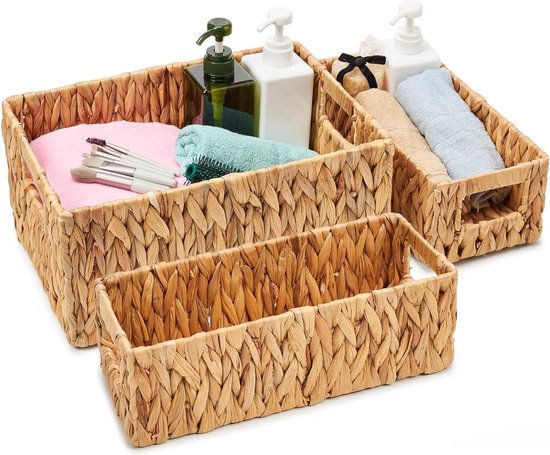 Panier de rangement tissé à la main, panier de rangement pour cosmétiques, rangement pour papier toilette, adapté aux étagères, armoires | Leroy Merlin