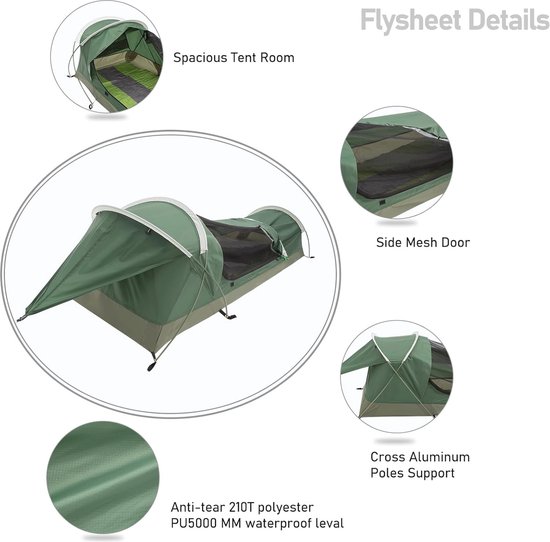 Ultralichte Waterdichte Bivy Tent voor 1 Persoon - Perfect voor Kamperen en Wandelen, Compact en Ademend van Night Cat — afbeelding 2