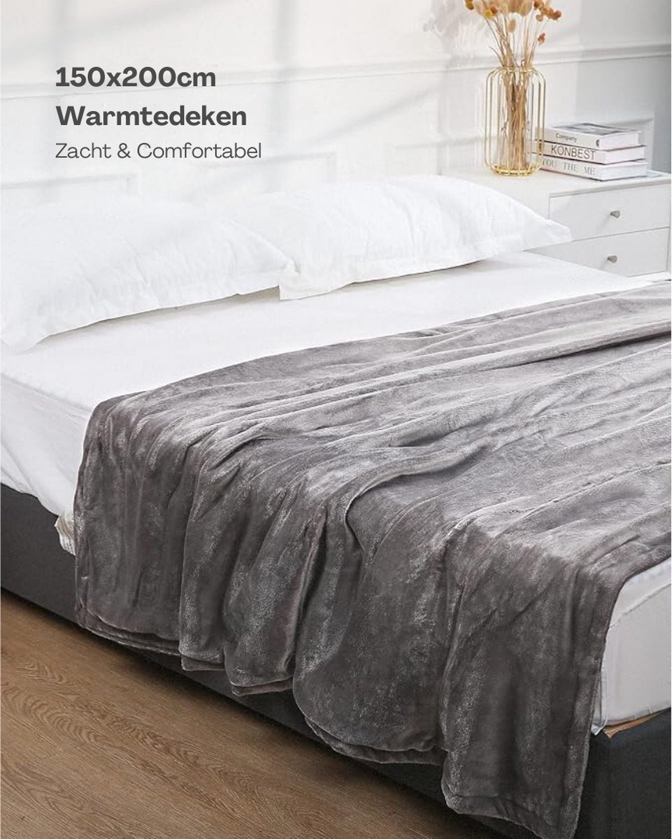 Luxe Warmtedeken – Verwarmde Deken – Elektrisch – Electric Blanket – Heating – Voor op de Bank – Draadloos – Fleece – USB – Stoel – Grijs — cadeau in Wonen & Interieur - foto 3