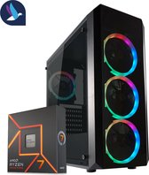 Bol.com Circular RGB Gaming PC | AMD Ryzen 7 - 7800X3D | AMD Radeon RX 7700 XT - 12 GB GDDR6 | 32 GB DDR5 | 1 TB SSD - NVMe | Wi... aanbieding