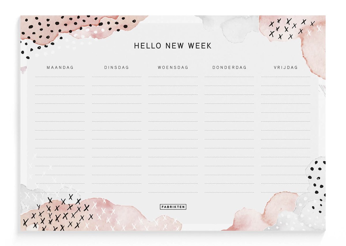 Fabrikten Weekplanner - Compact - Waterverf - Roze - NL - 5 dagen - A5