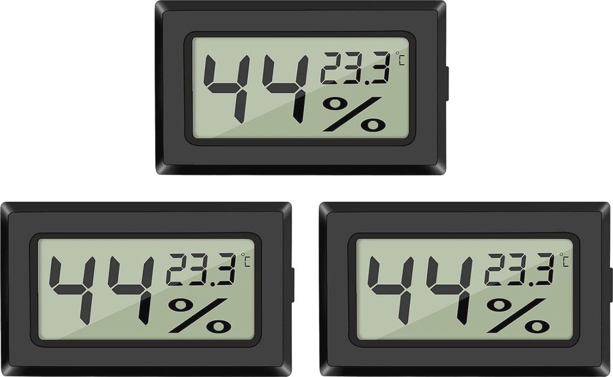 Goedkoopste 3-Pack Digitale Hygrometer Thermometer - LCD Temperatuur- en Vochtigheidsmeter voor Thuis, Kantoor en Kassen