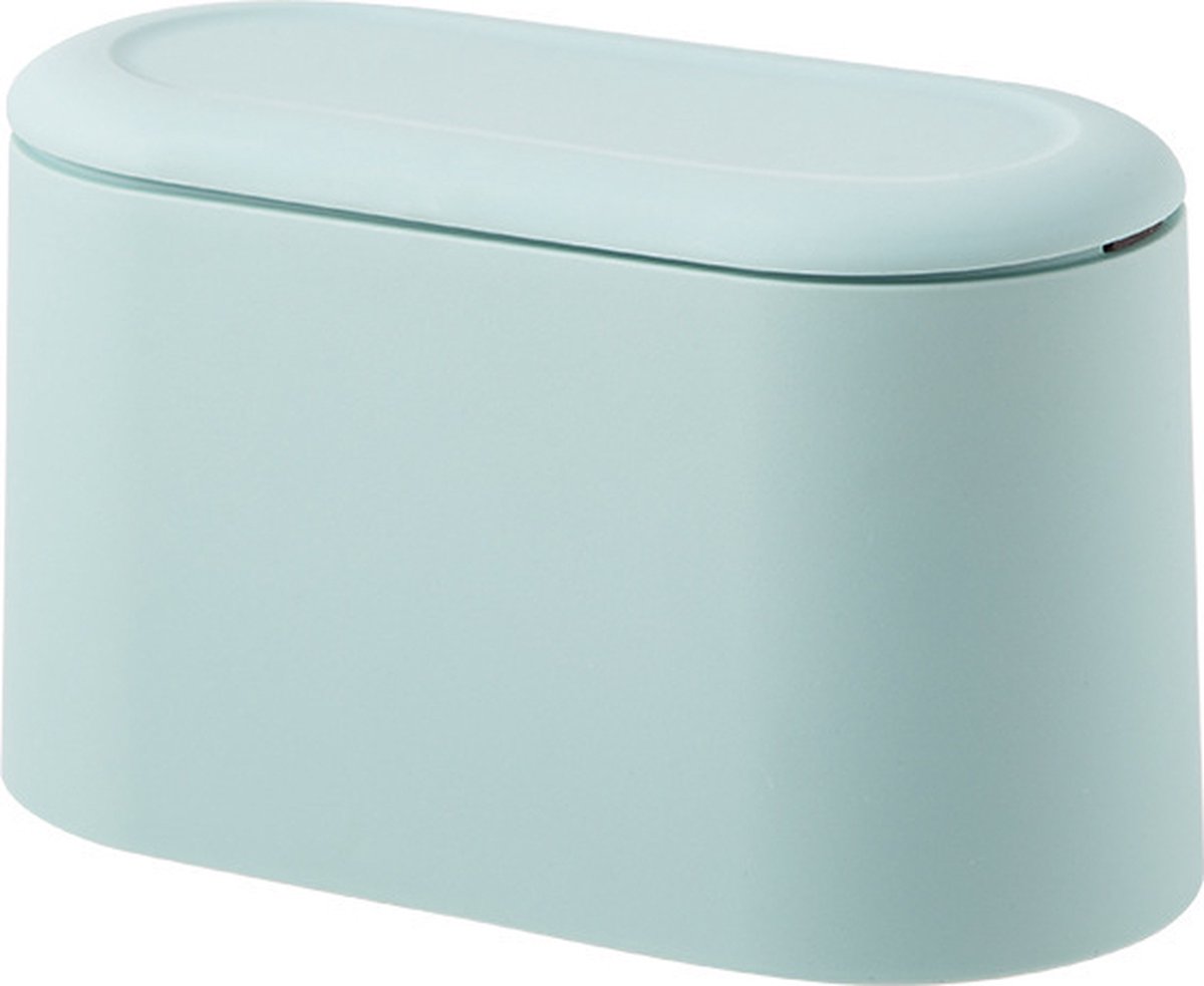 Goedkoopste Prullenbak - Afvalbakje aanrecht met deksel - zonder Afvalzak - Pop-upperstype - Kantoor Prullenbakken - Mini Prullenbak - Mini Desktop Afvalbak - Desktop - Kantoor Prullenbakken - tafelvuilnisemmer met deksel - blauw - 22 11 13cm - PP