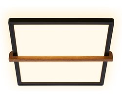 BRILONER Remsa - LED Plafonniére - plafondlamp met indirect licht - warm wit licht - 29 x 31,5 x 4 cm - zwart hout