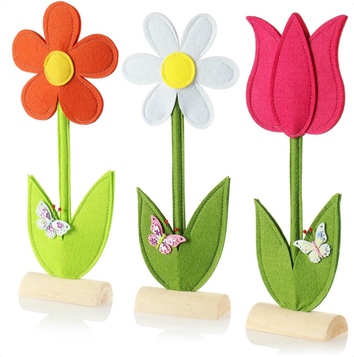 Logbuch-Verlag Decoratieve bloem wit van vilt 36 cm - lentedecoratie om