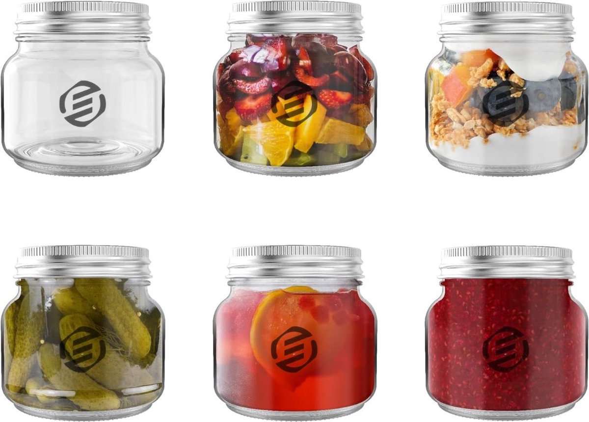 Equivera Overnight Oats Potjes - Muesli Beker - Mason Jar - Havermout - Set - Must have voor jouw ontbijt