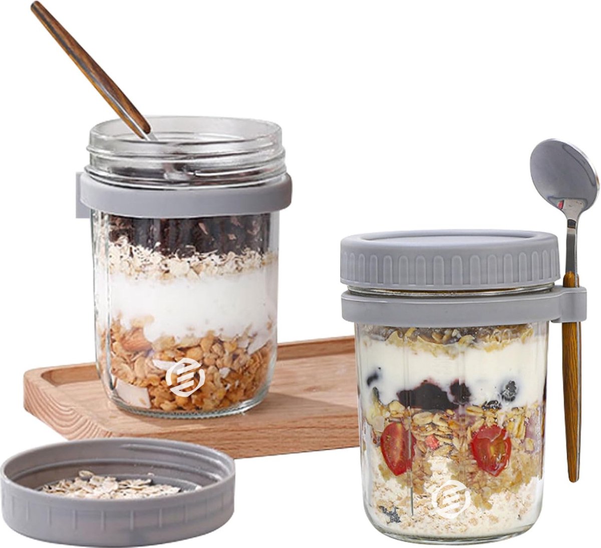 Equivera Overnight Oats Potjes - Muesli Beker - Mason Jar - Havermout - Set - Must have voor jouw ontbijt