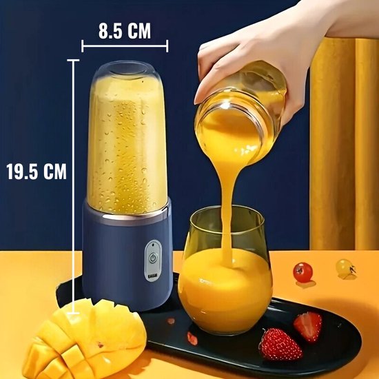 Elektrische Shaker + Extra Shaker Cup - Draagbare Blender To Go - Milkshake Maker 400ml - Oplaadbaar - Smoothie Maker - 2 in 1 Blender en Drinkglas - Travel Blender - Blender voor Onderweg - Blauw van Mipps — afbeelding 5