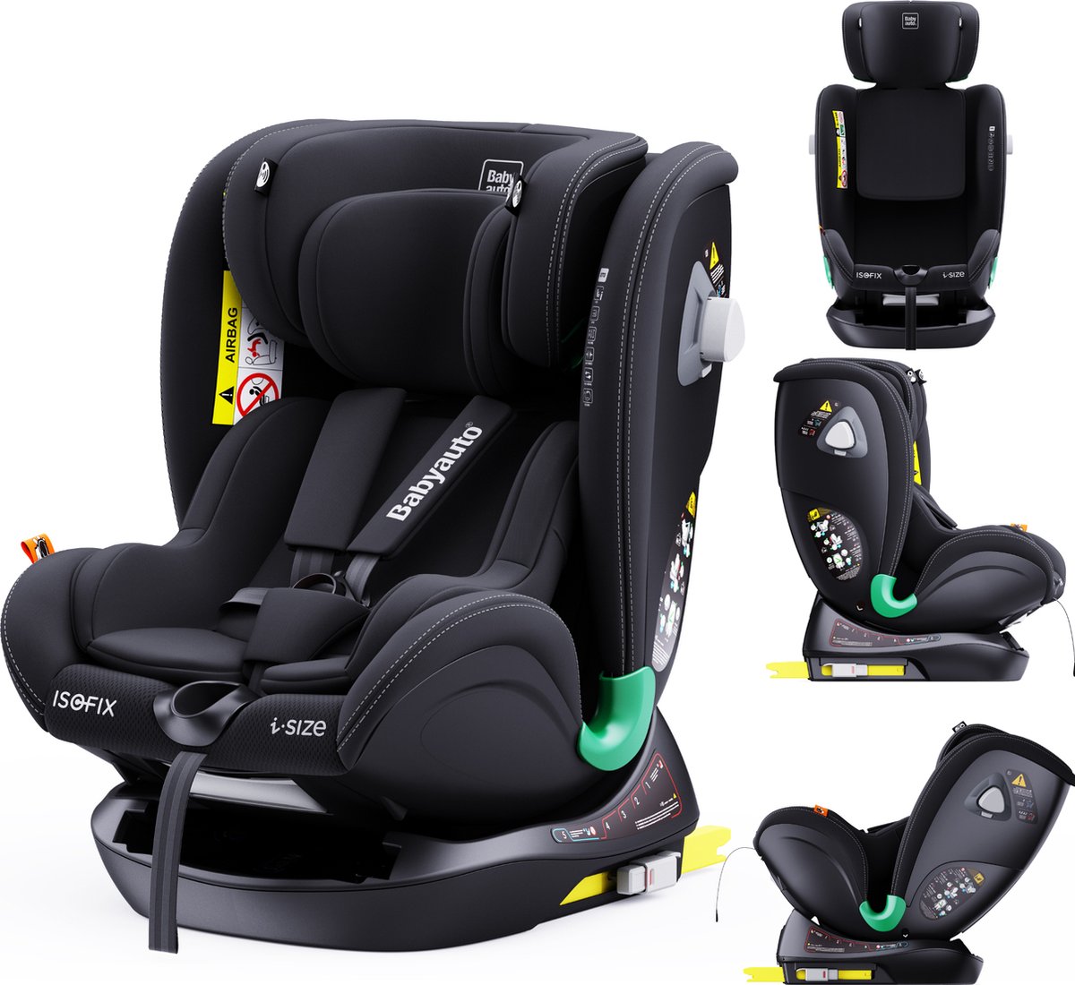 Babyauto Melange Autostoel i-Size & Isofix Groep 0/1/2/3 - Vanaf 40 cm tot 150 cm - Draaibaar - SPS Bescherming - Zwart op Prijzenvolger.com