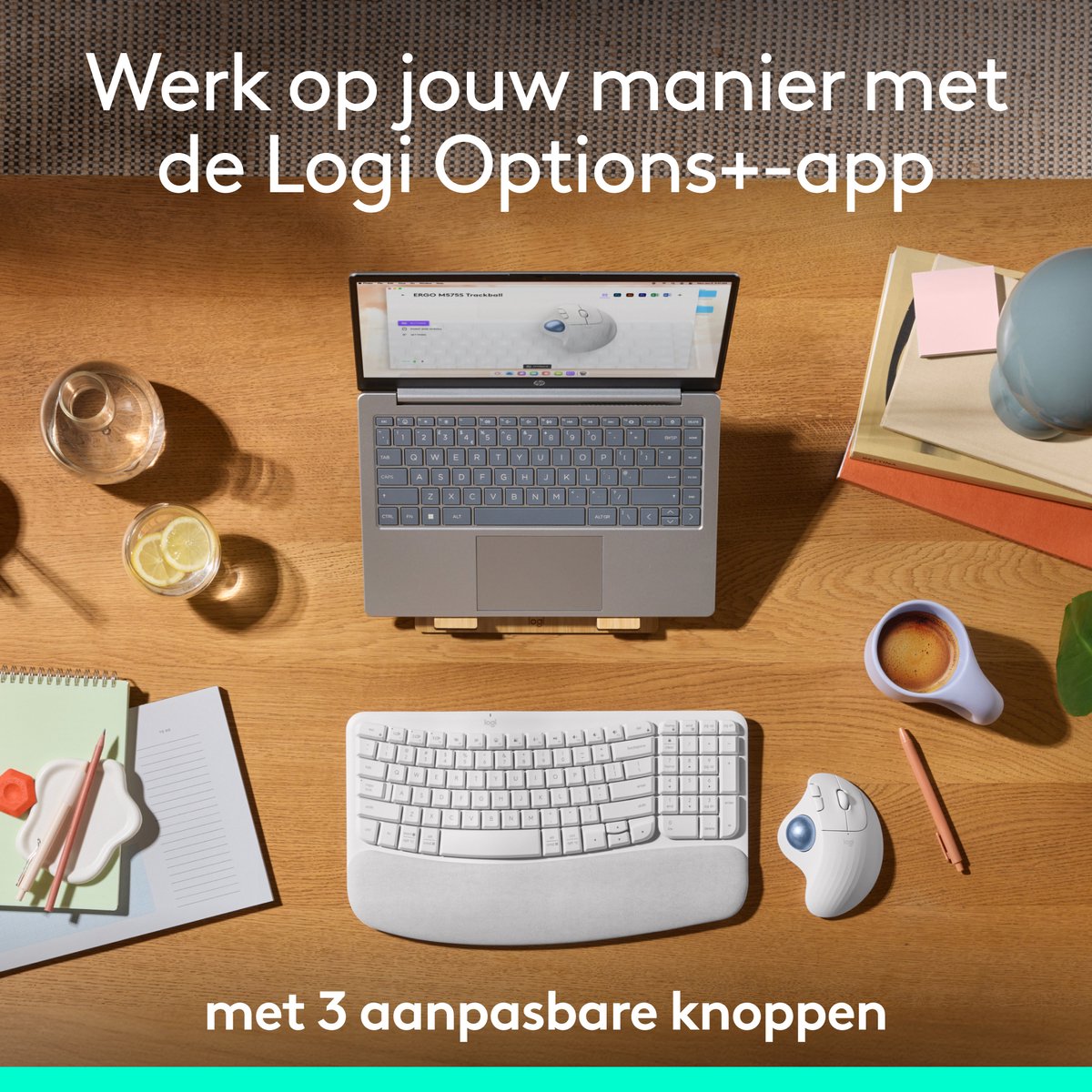 Logitech Ergo M575S - Draadloze Muis - Ergonomisch - Bluetooth - Pale Grey thumbnail 8
