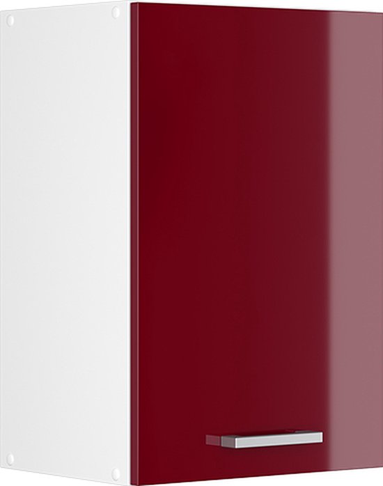 Vicco Armoire suspendue universelle R- Line, Rouge bordeaux brillant/ Wit, 40 cm avec étagères ouvertes